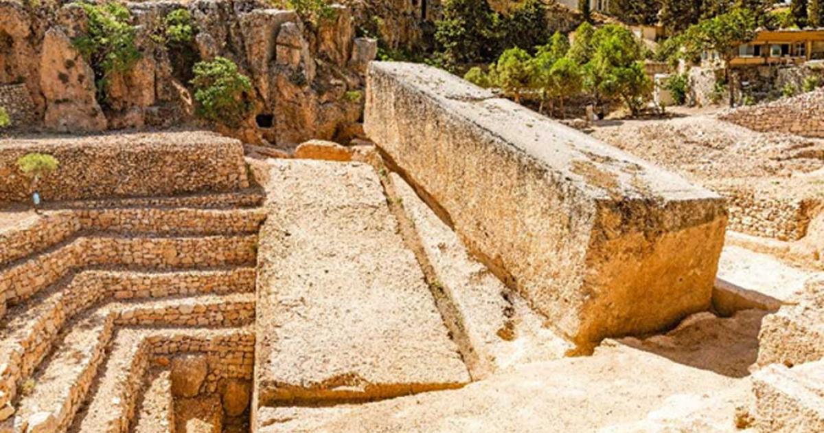 Stone of the Pregnant Woman, an example of ancient high-tech stonework in Hajar al Hibla at Baalbek in Lebanon. 
