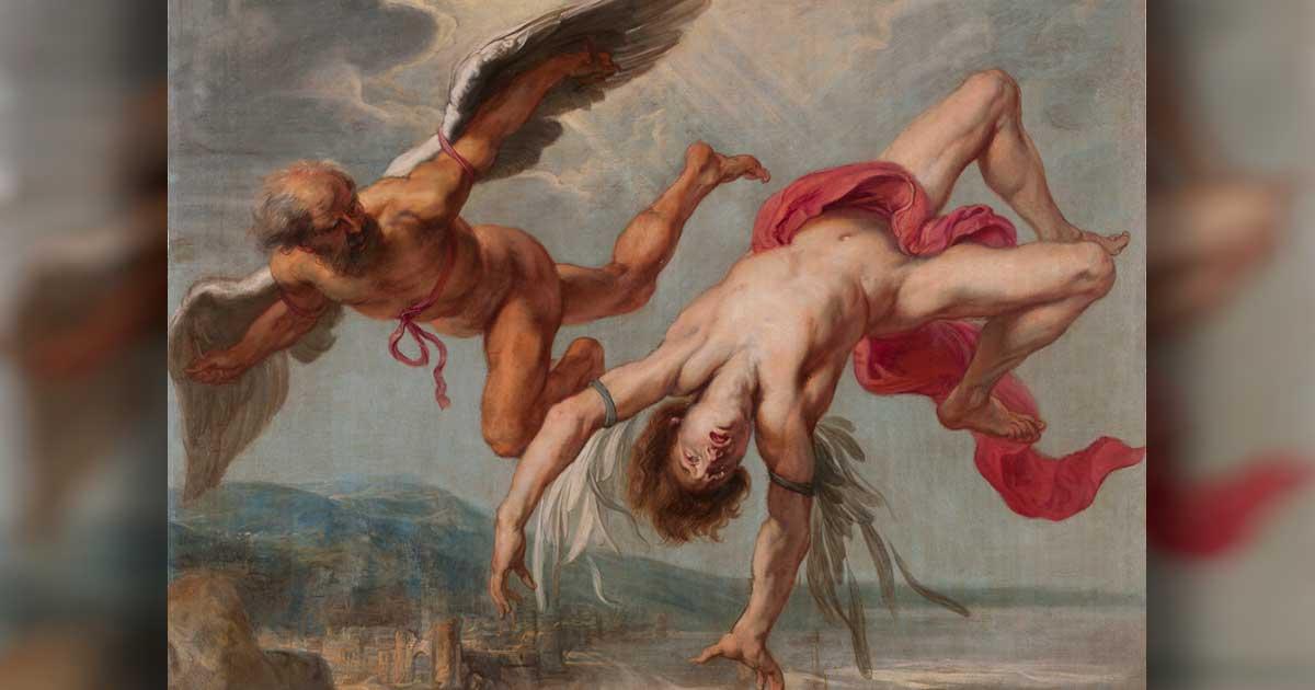 The story of Icarus as depicted by Torre de la Parada in the 1630s. Source: Public domain