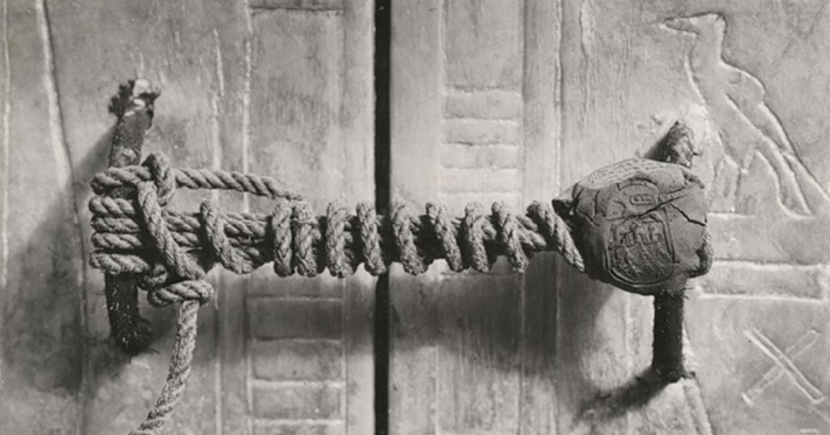 The unbroken seal on Tutankhamun’s tomb, 1922. 