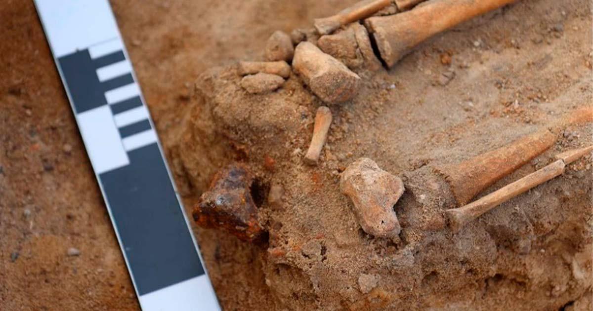 The vampire child burial included the horrific addition of a “anti-vampiric” padlock attached to the foot of the child, aged between five and seven years old. Source: Institute of Archaeology - Nicholaus Copernicus University, Torun