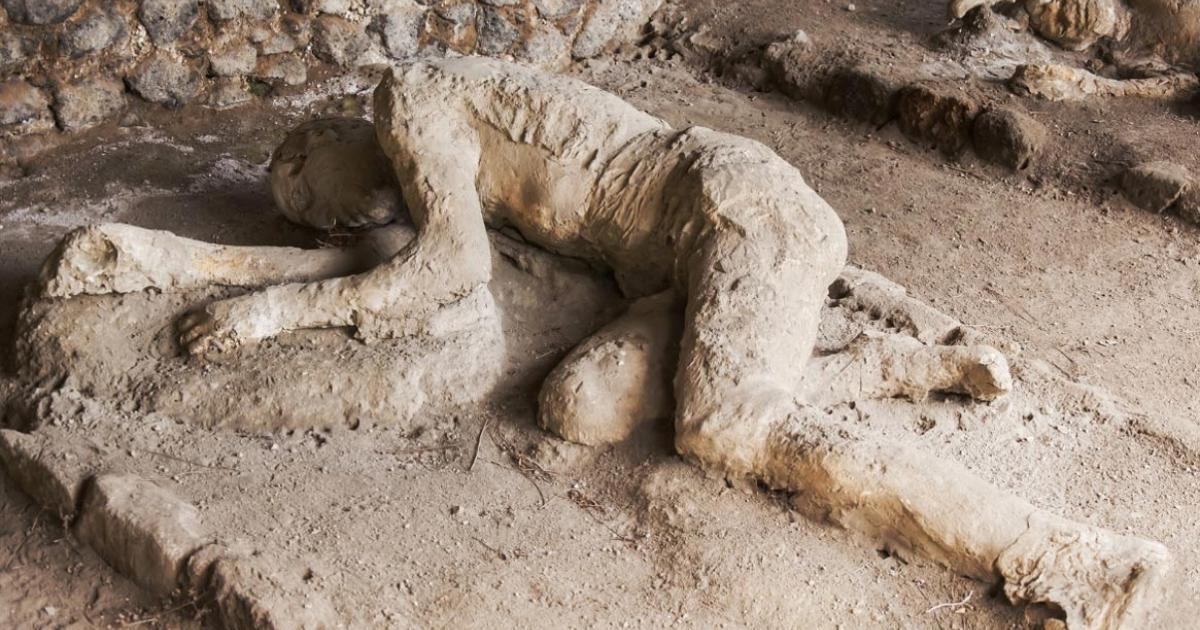 Some of the victims of Pompeii were sitting, some lying when the superhot gas cloud enveloped them. 