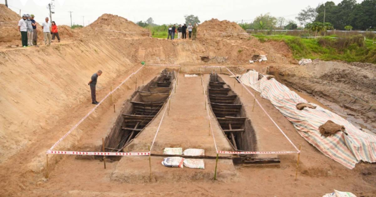 Excavation site where the two boats were found in the province of Bac Ninh, Vietnam.