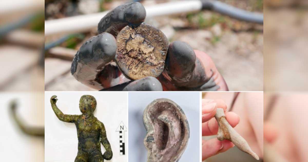 Montage of votive offering finds from San Casciano dei Bagni, Italy.   Source: Emanuele Mariotti/SABAP-SI / Municipality of San Casciano dei Bagni