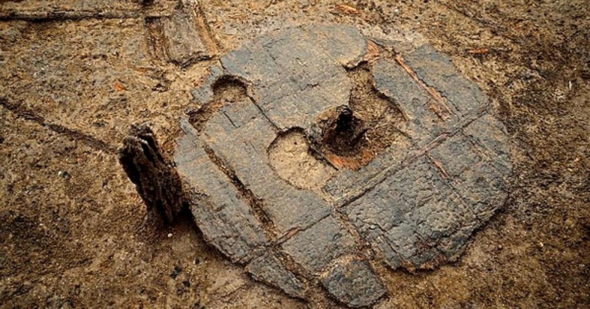 The wooden wheel unearthed at Must Farm.
