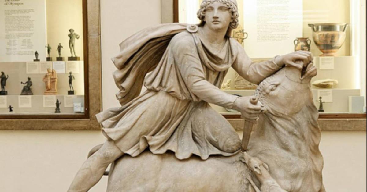 Mithras sacrificing a bull.