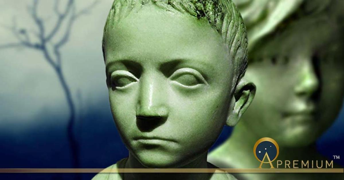 "Bust of a child” first century AD (Public Domain), Antique bust of girl (Nerissa’s Ring/CC BY 2.0) and On A Misty Morning 