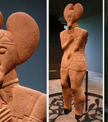 Front, back and head view of the Prince of Glauberg statue