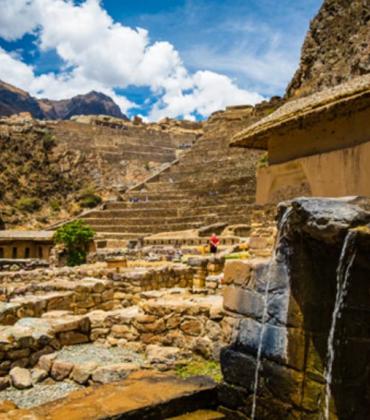 Ollantaytambo aerial view, sacred valley in the Andes, Peru
