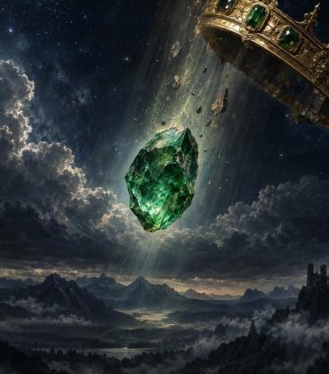 Conceptual AI-generated illustration of a stone falling from Lucifer's crown