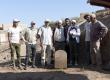 The Tiberius stele found at Karnak with some of the researchers on the project.