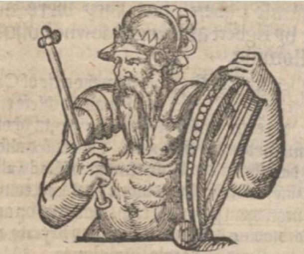 16th century depiction of Rhodri Mawr in David Powell's english translation of Brut y Tywysogion. (David Powell/CC0)