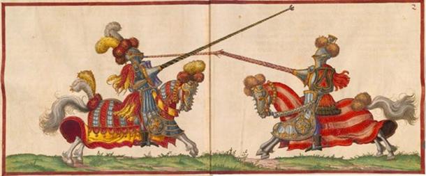 ‘High’ 16th-century jousting in Paulus Hector Mair’s compendium (public domain).