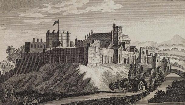 Grabado del castillo de Carlisle de la década de 1700. (Dominio público)