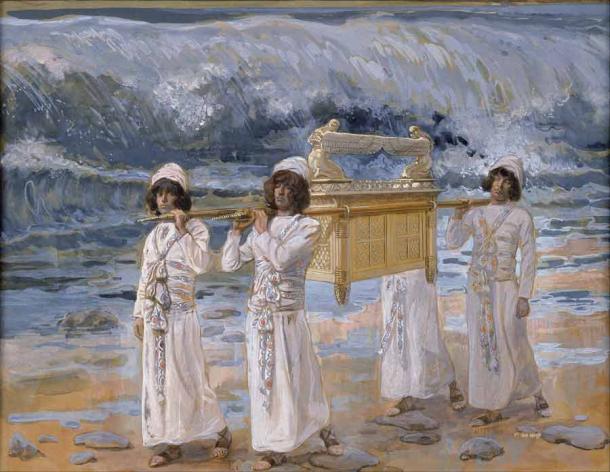 Painting of the now-lost Ark, entitled “The Ark Passes Over the Jordan” by James Tissot. (Public domain)