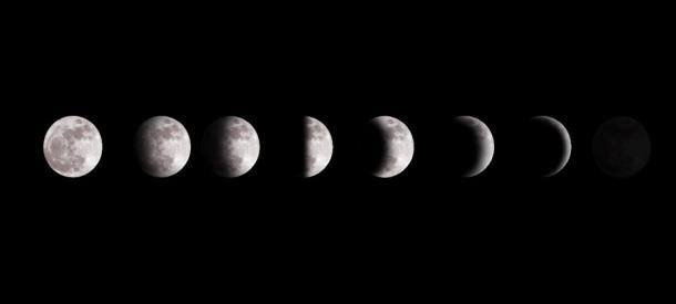Las fases del dios de la luna desde la luna llena hasta la luna nueva, que son tan misteriosas y, sin embargo, constantes y se repiten como un calendario. (jefe / Adobe Stock)
