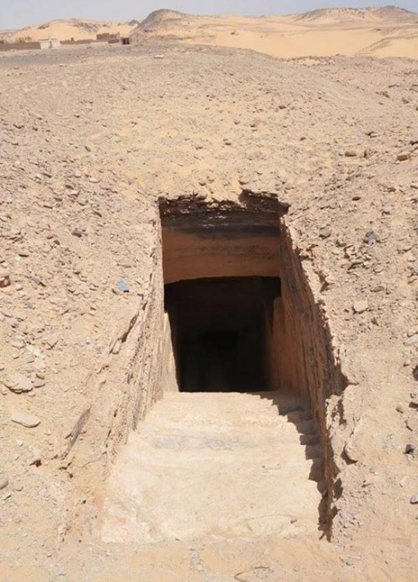 A 30-step stairway leads underground to the tombs, which are near Aswan on the Nile River. 