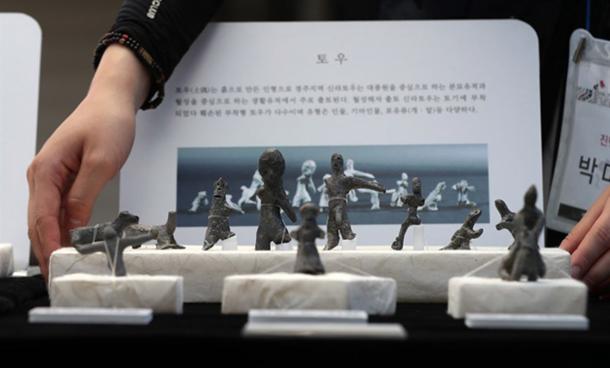 6th century animal and human figurines found at the site in Gyeongju, South Korea.