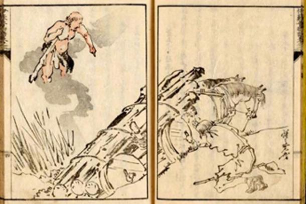 A Japanese woodblock print illustrating the moral of Hercules and the Wagoner, one of Aesop’s fables. (Mzilikazi1939 / Public Domain)