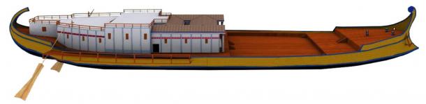 A Nemi ship, an ancient Roman ship, as reconstructed.