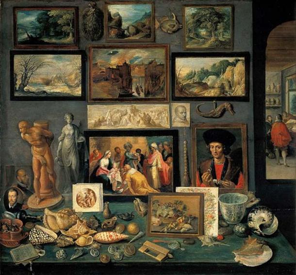 A corner of a cabinet, painted by Frans II Francken in 1636 reveals the range of connoisseurship a Baroque-era virtuoso might evince. (Public Domain)