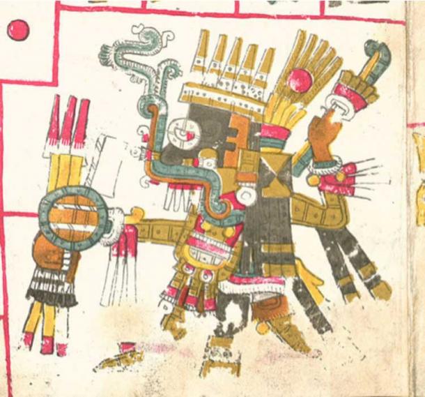 A drawing of Tlaloc, one of the deities described in the Codex Borgia.