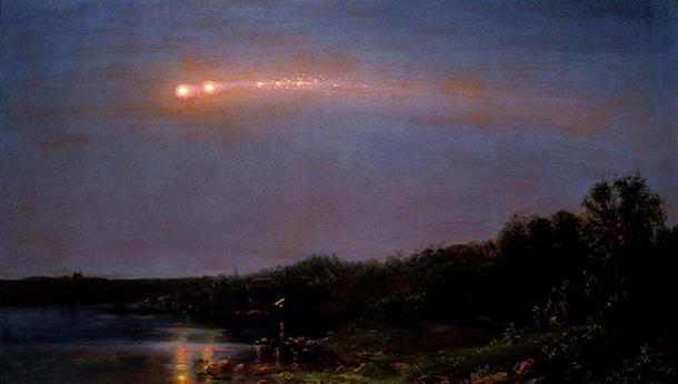 A less threatening meteor in the sky. ‘The Meteor of 1860’ by Frederic Edwin Church. (Public Domain)