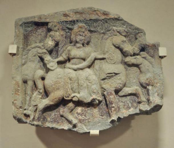 A relief depicting Epona and horses. Vorarlberg Museum, Bregenz, Austria. (Public Domain)