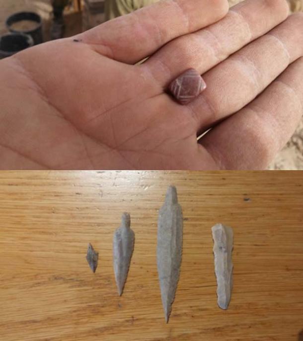 A seal made of carnelian stone and arrowheads and flint blades were among the other artifacts found in the cave.