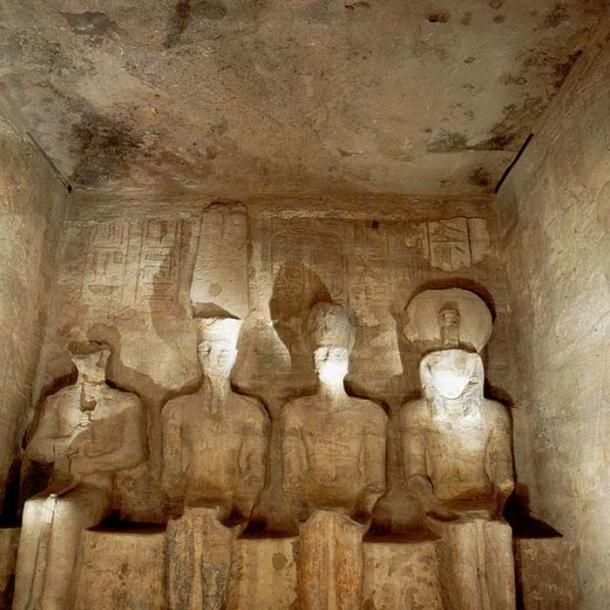 Abu Simbel temple, four statues of divinities in the Inner Sanctum