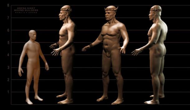 Artist’s representation of the “Adena Giant”, Prehistoric Mound Builders. [Image copyrighted © by MARCIA K MOORE CIAMAR STUDIO. The use of which is prohibited unless prior written permission from the artist is obtained. Contact Marcia K Moore