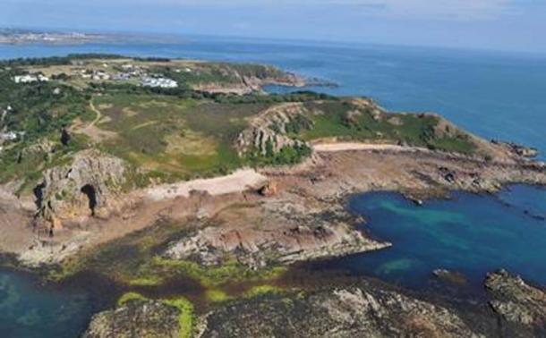 Aerial photo of La Cotte de St Brelade. Credit: Dr Sarah Duffy