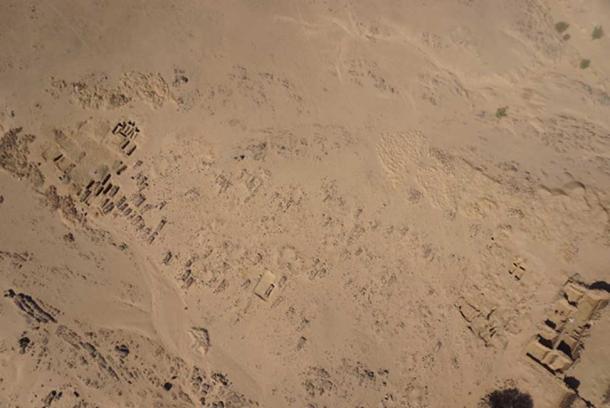 Aerial view of cemetery two, which is located beside the al-Ghazali Christian monastery, in Sudan.