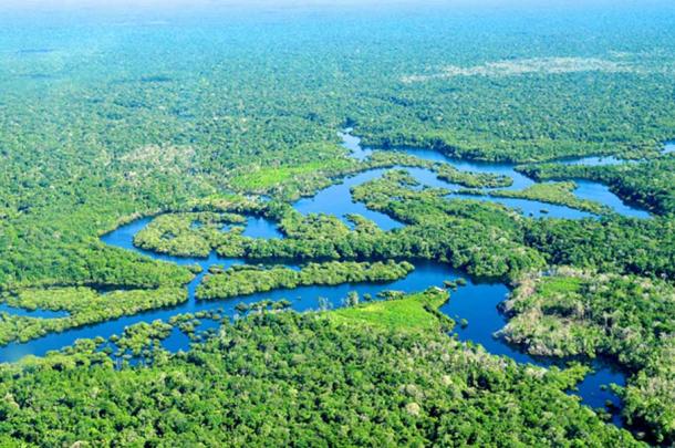 Aerial view of the Amazon Rainforest, near Manaus, the capital of the Brazilian state of Amazonas, Brazil.
