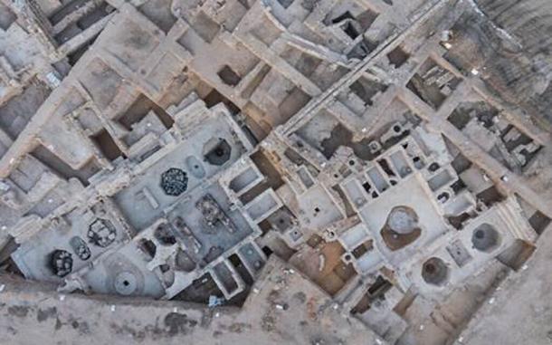 Aerial view of the Byzantine winepress uncovered in Yavne (Asaf Peretz / Israel Antiquities Authority)