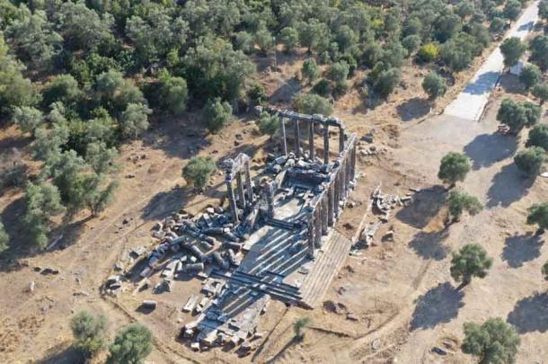 Vista aérea del Templo de Zeus Lepsynos en Euromos. (Agencia Anadolu)