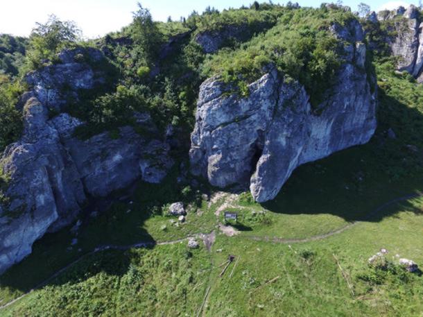 Aerial view of Stajnia Cave in Poland, where the Neanderthal remains were originally discovered. (Marcin Żarski)