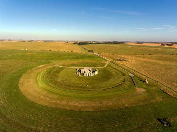 Aerial image depicting modern-day Stonehenge landscape. (wayne / Adobe Stock)