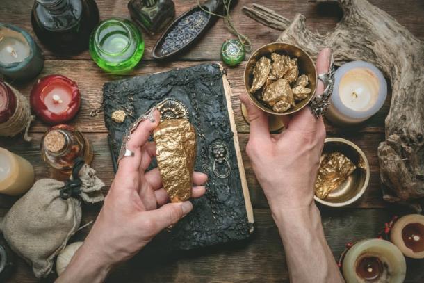 Alchemist turning lead into gold. (Dmitriy / Adobe Stock)