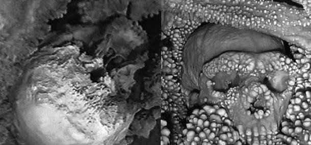 Altamura Man, surrounded by limestone deposits.
