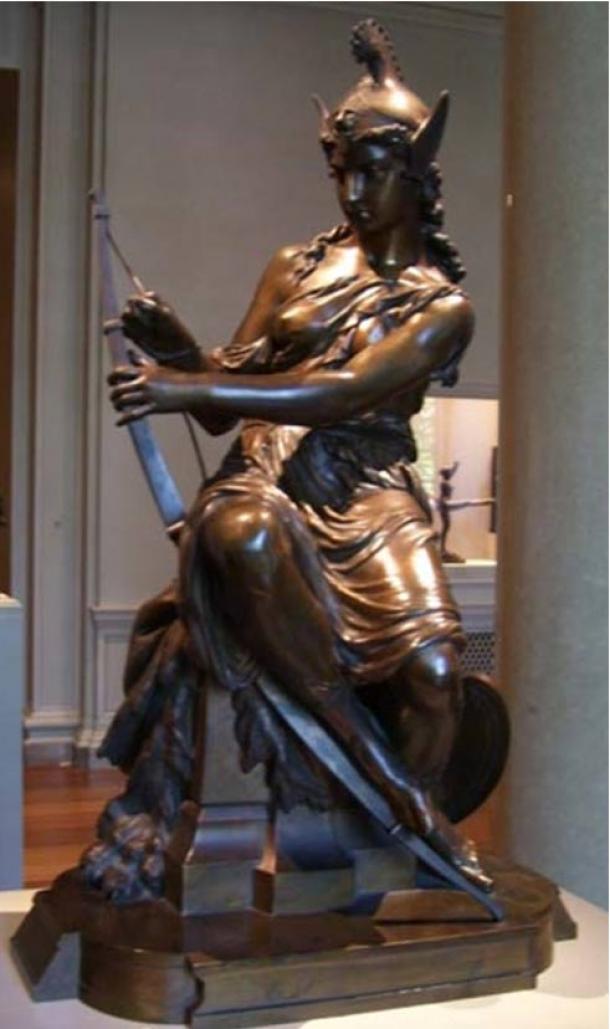 Amazon queen with her bow preparing for a battle. (Public Domain)