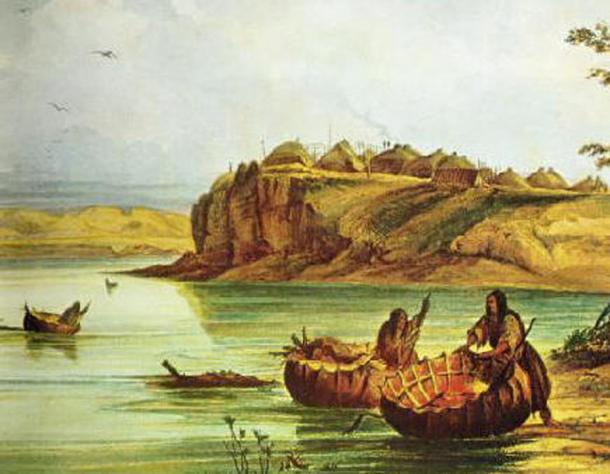 American adventurer, lawyer, painter, author, and traveller George Catlin thought the Mandan bull boat to be similar to the Welsh coracle leading to the connection between moon-eyed people and the Welsh. (Karl Bodmer / Public domain)