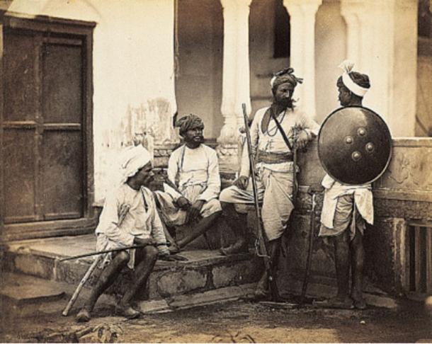 An 1860s photograph of Rajputs, classified as a high Hindu caste.