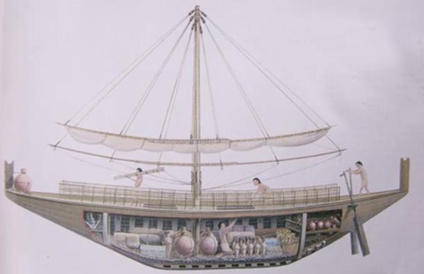 An Egyptian merchant ship. (Ancient Egypt Wikia) Note the carrying capacity.