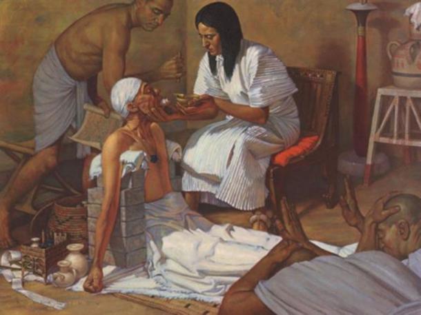 An ancient Egyptian doctor and patient. (Crystalinks)