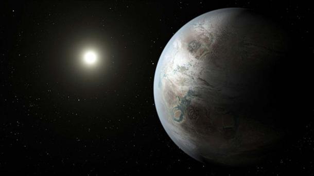 An artist's concept depicting one possible appearance of the planet Kepler-452b, the first near-Earth-size world to be found in the habitable zone of star that is similar to our sun. (Public Domain)