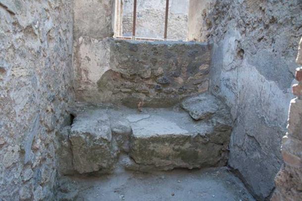 An excavated brothel room in Pompeii. 