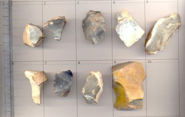 An representative image of an assortment of 9 flint tools of various dates during the prehistoric period. Image: CC BY-SA 2.0