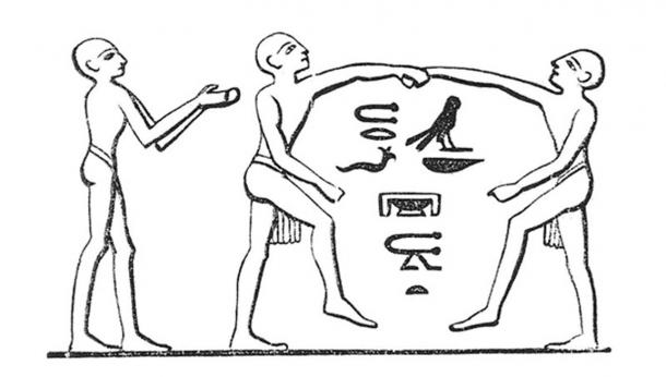 Ancient Egyptian depiction of two wrestlers, circa 2000 BC. (Public Domain)