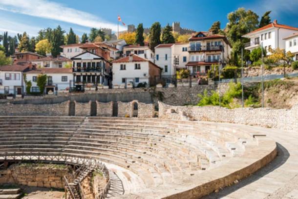 Ancient Roman Theatre against Samuel’s Fortress in Ohrid, Macedonia (mrotchka / Adobe Stock)