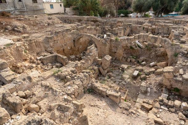 Ancient ruins around the original church site